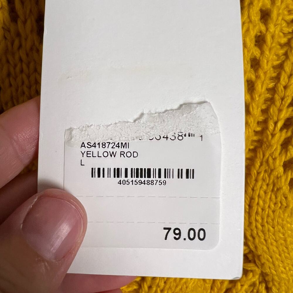 1901 Mustard Yellow Chunky Piontelle Knit Crewneck Pullover Sweater Size L - Picture 7 of 9